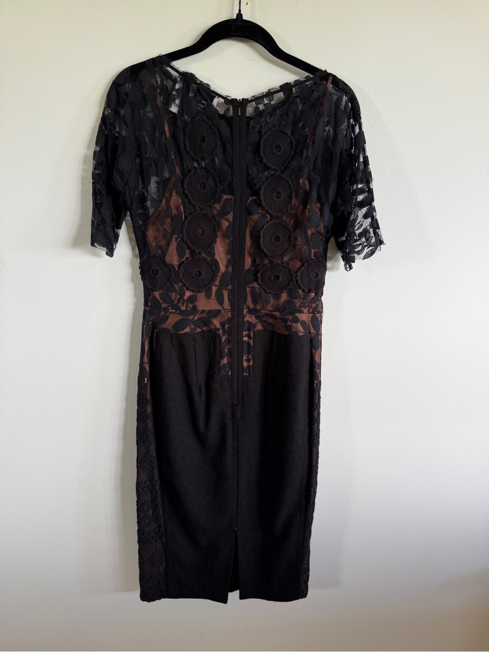 Beguile By Byron Lars Black Lace Midi Sheath Dress lace size 2